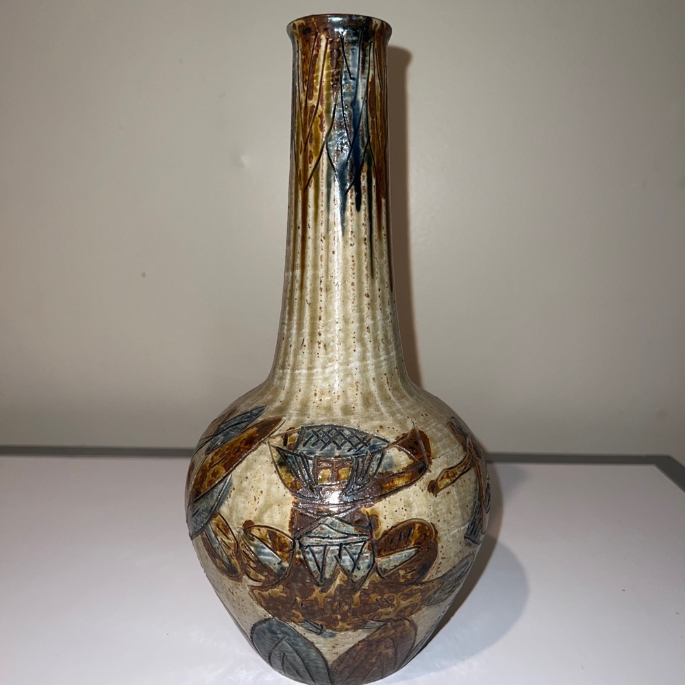 Vintage ОМС Otagiri Japan Stoneware Vase Bird Themed - Picture 2 of 13